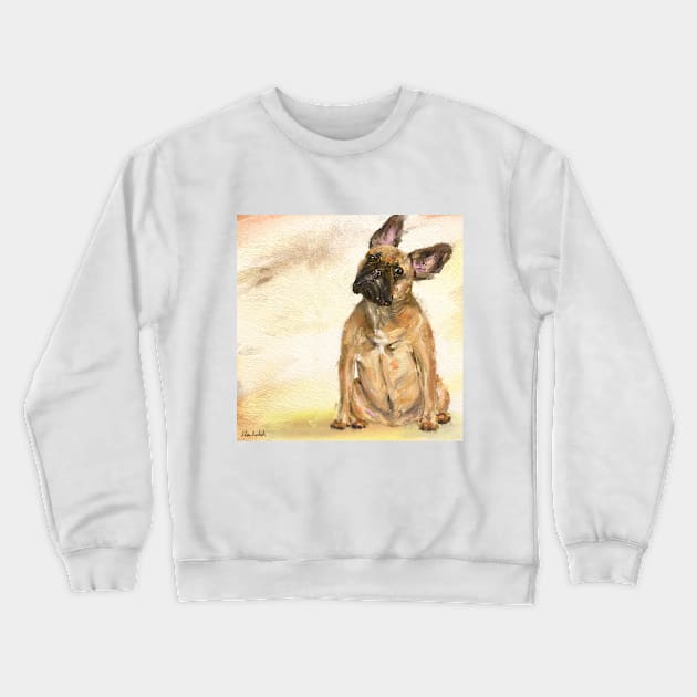 French Bulldog Tilting Its Head - Painting Crewneck Sweatshirt by ibadishi